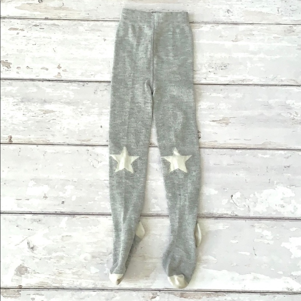 Gymboree Gray Knit Tights Size 12-24m White Star Knees Baby Toddler 12m 18m 24m